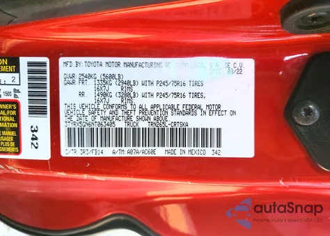 2022 Toyota Tacoma Sr z USA, uszkodzony, nr VIN 3TYRX5GN6NT063405